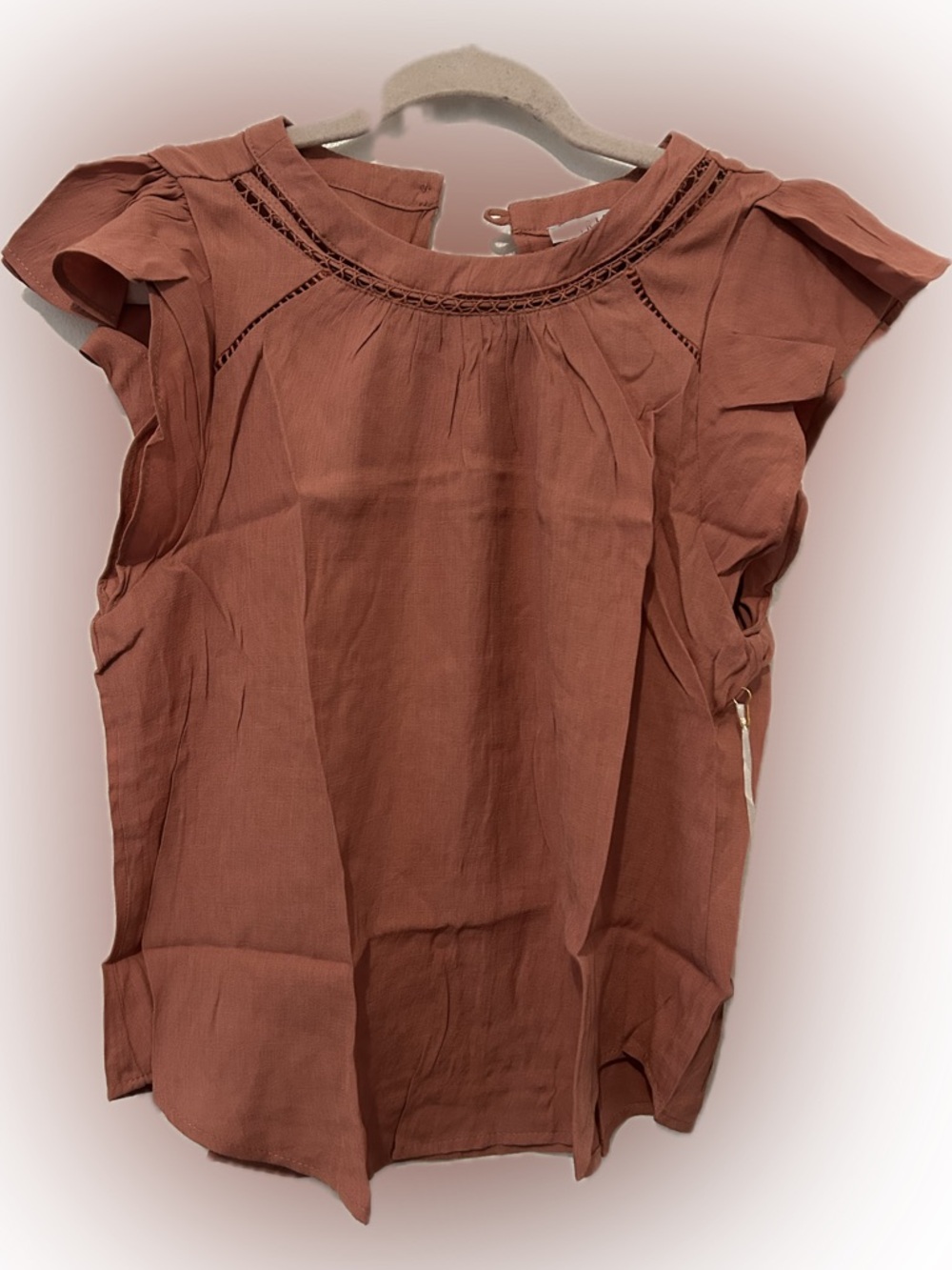 Iris Basic Rust-Tone Flutter Sleeve Blouse